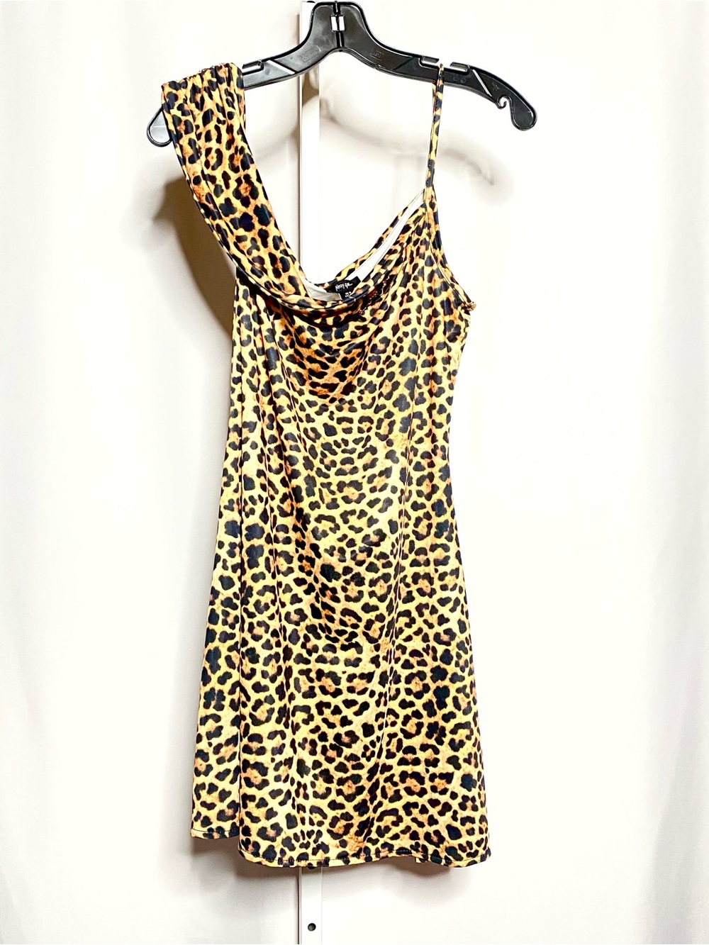 Nasty Gal Leopard Print Off-The-Shoulder Cowl Mini Dress • US 6